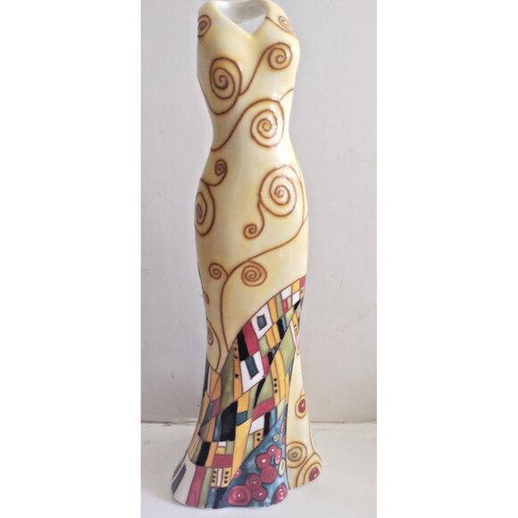 Vintage Benaya Kiss'06 Dress Vase Porcelain Mosiac pattern 11.75 inch - Picture 2 of 15